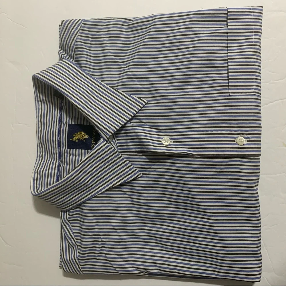 US Polo Assn Mens Long Sleeve Button Down Shirt Size XL Blue Black ‎ Plaid